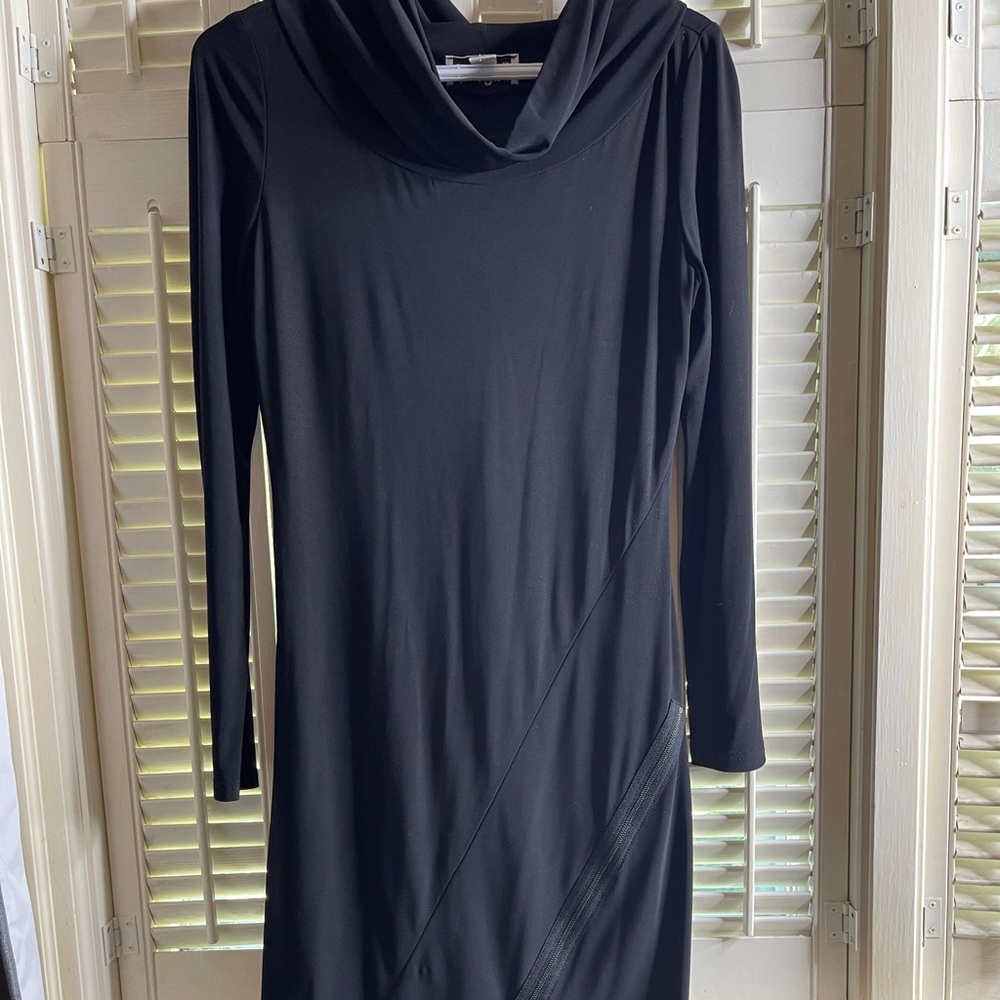 Black turtleneck dress with zipper